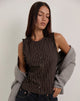 Image of Yarala Blouse in Mono Pinstripe Chocolate