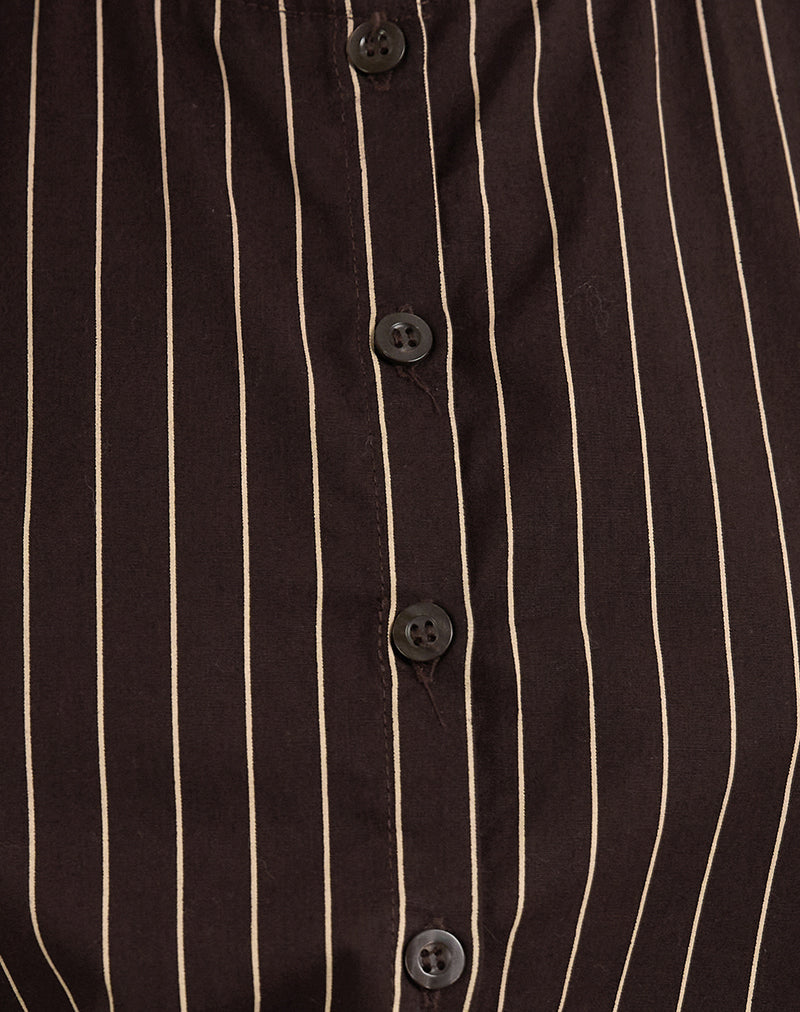 Image of Yarala Blouse in Mono Pinstripe Chocolate