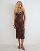 Image of Yasiya Midi Dress in Open Crochet Knit Dark Chocolate