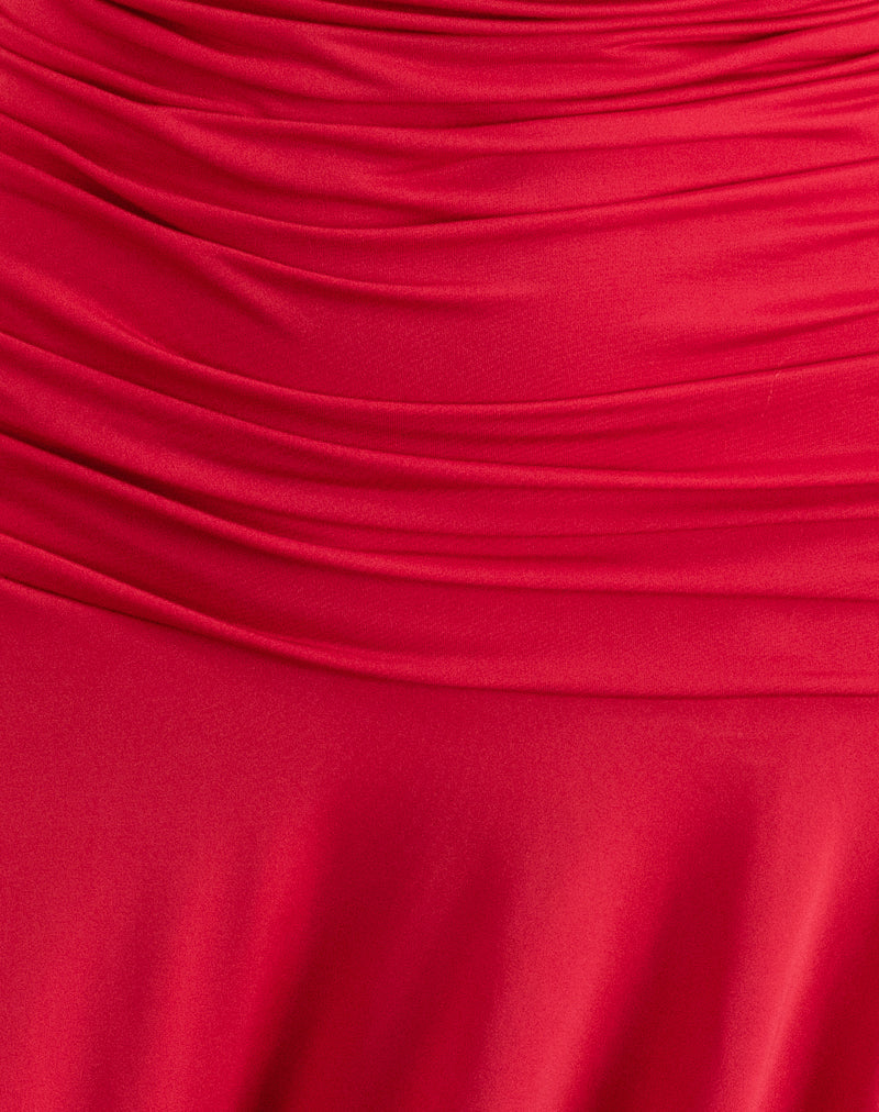 Image of Yasmin Bandeau Mini Dress in Slinky Red