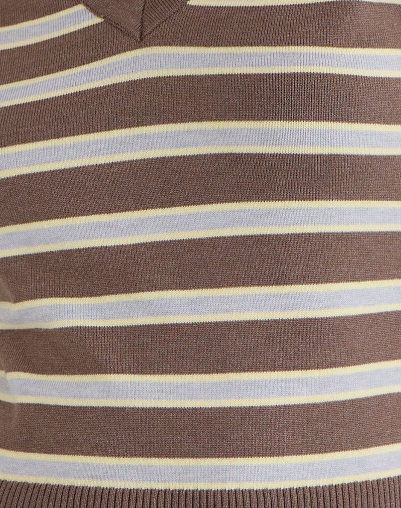 Image of Yasra Jumper in Stripe Knit Brown and Yellow