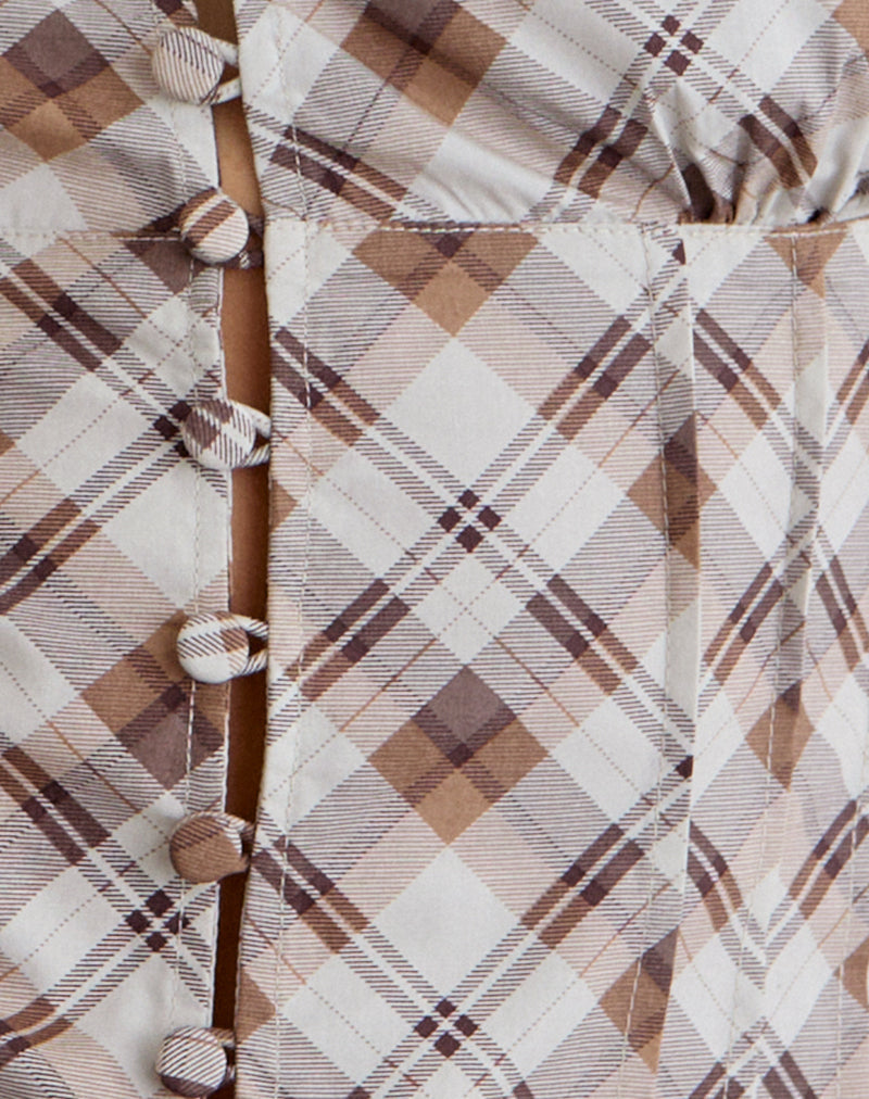 Image of Yasuda Blouse in Angled Check Brown
