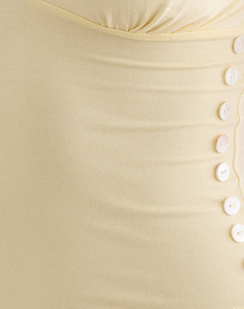 Image of Yatna Top in Rayon Lemon with Pearl Button Trim