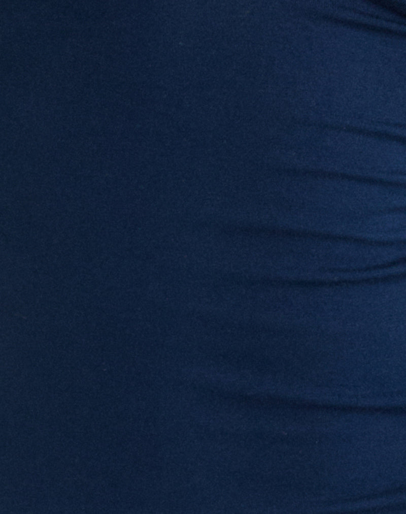 Image of Yatna Top in Rayon Navy with Pearl Button Trim