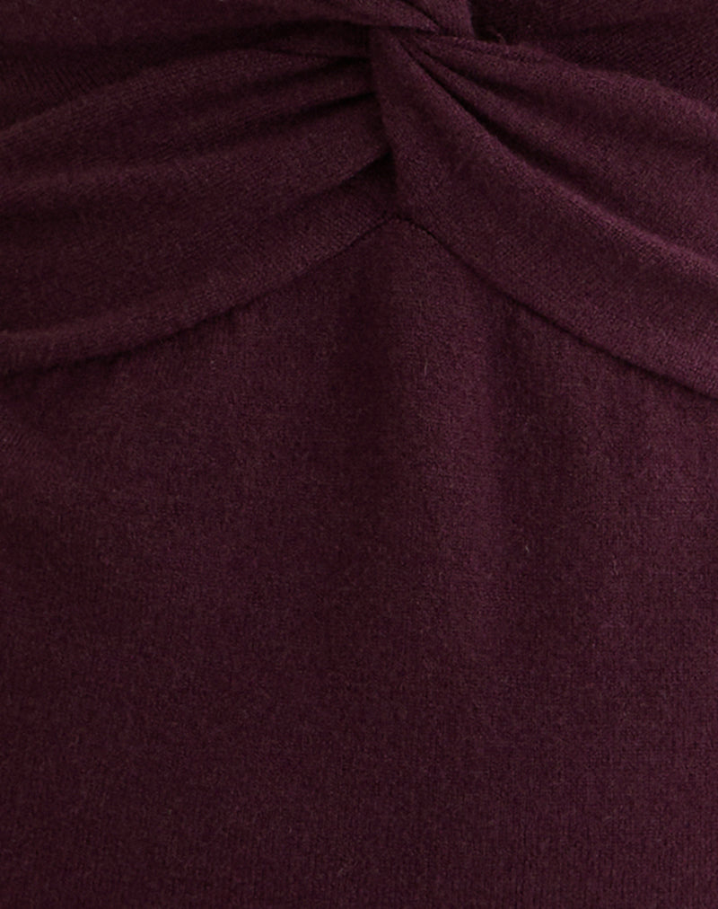 Image of Yenari Long Sleeve Twist Top in Knit Plum