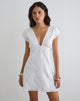 Image of Yenna Plunge Mini Dress in Floral Lace White