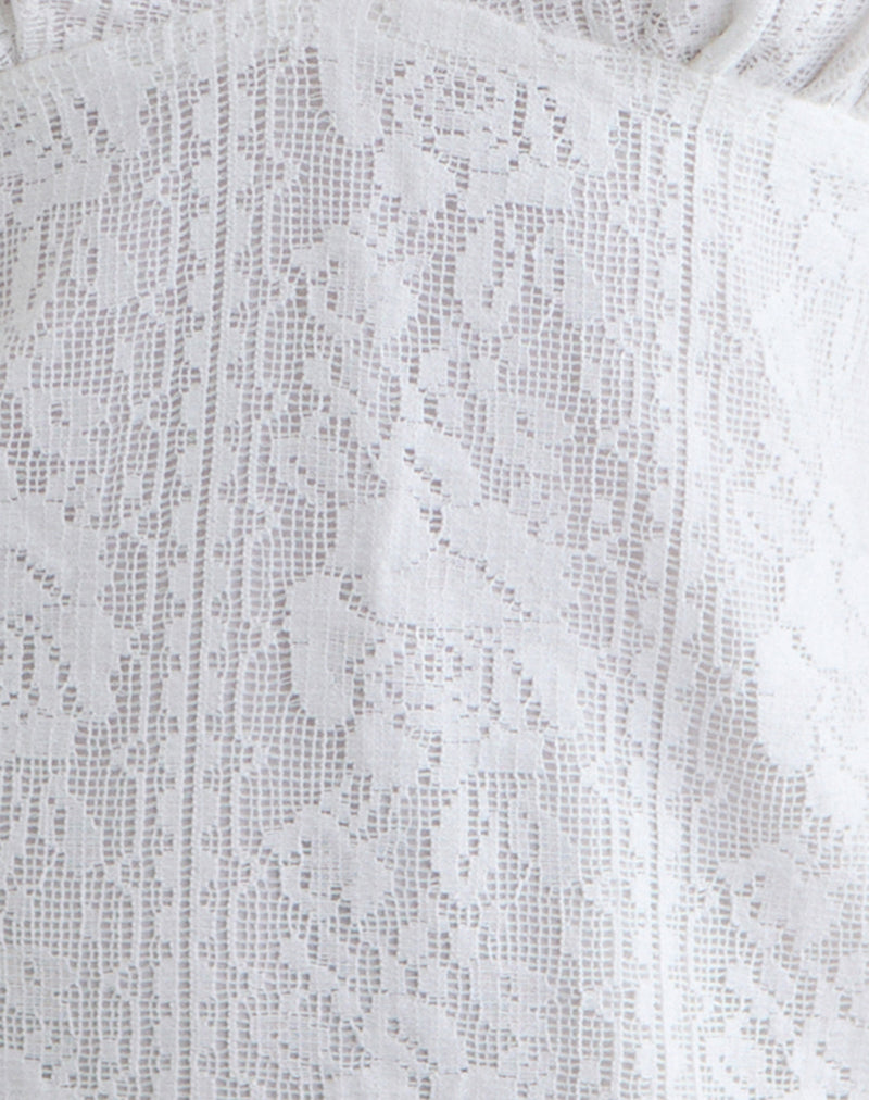 Image of Yenna Plunge Mini Dress in Floral Lace White