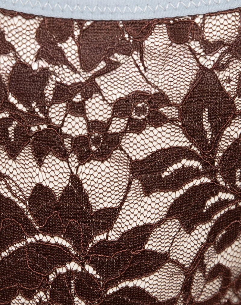 Image of Yinis Knickers in Chocolate Lace with Blue Binding