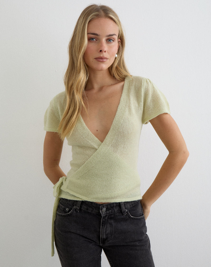 Image of Yoana Top in Sheer Knit Lily Green