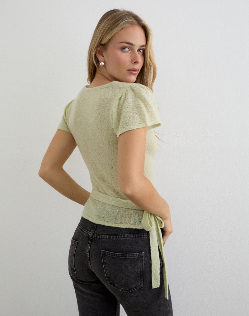 Image of Yoana Top in Sheer Knit Lily Green