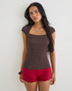 Image of Yoi Top in Brown with Micro Polka Print
