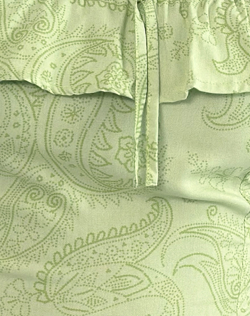 Image of Yokai Bardot Top in Retro Paisley Lime