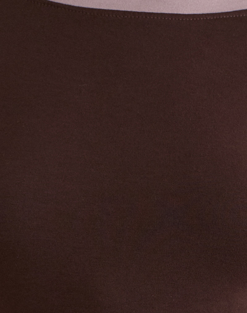 Image of Yones Top in Bitter Chocolate with Grey Lavender Trim