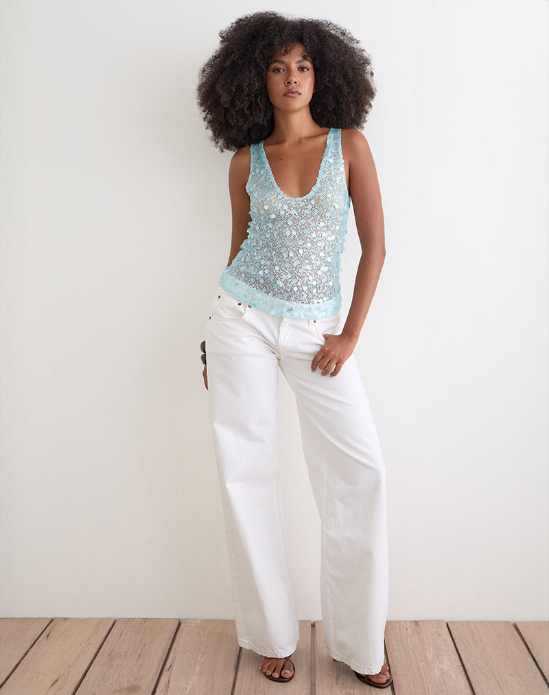 Image of Yorenda Top in Net Sequin Blue