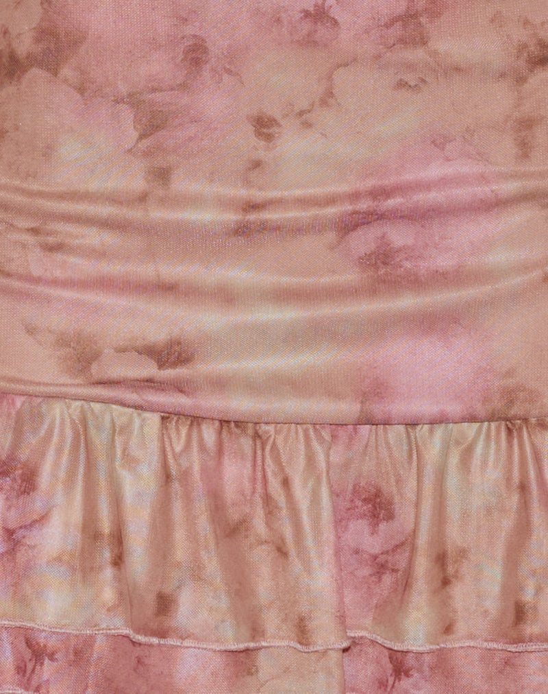 Image of Yoriko Halterneck Mini Dress in Smoky Floral Peach