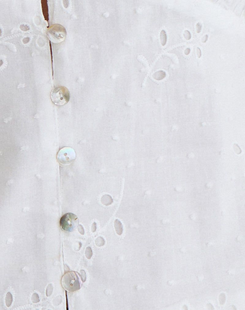 Image of Yoshino Plunge Top in Broderie White