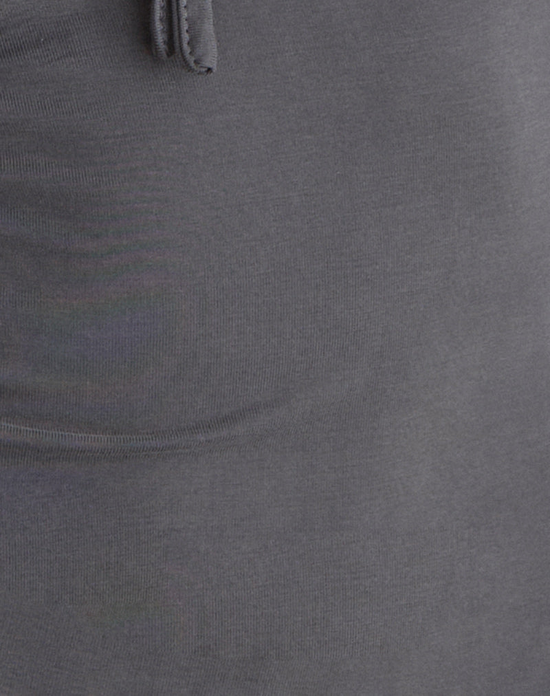 Image of Yubin Keyhole Long Sleeve Top in Cupro Charcoal Grey