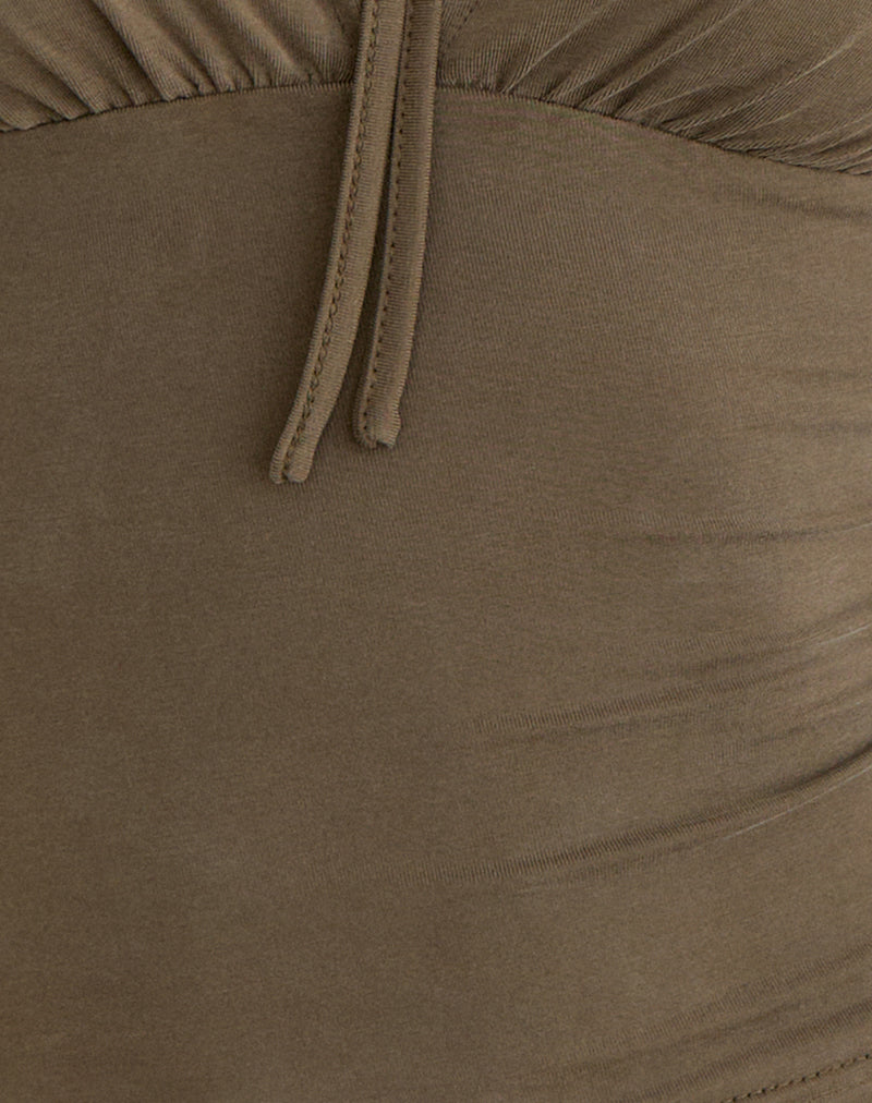 Image of Yubin Keyhole Long Sleeve Top in Cupro Khaki