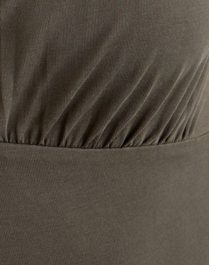 Image of Yubis Short Sleeve Top in Cupro Dark Khaki