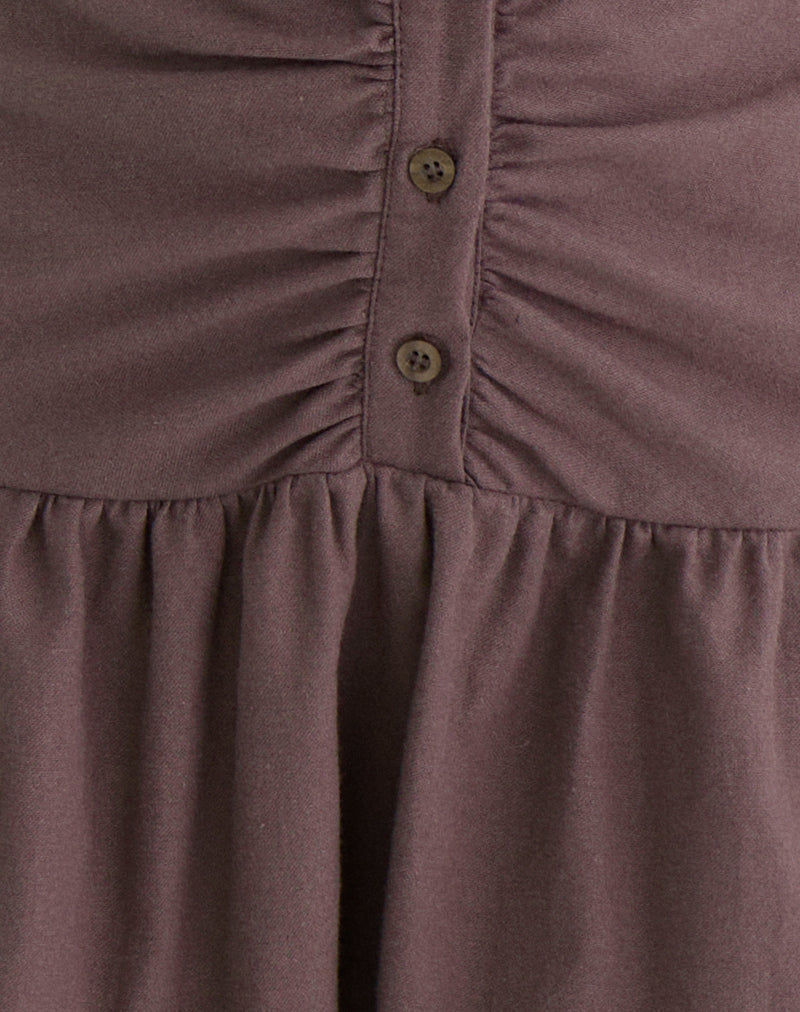 Image of Yuha Buttoned Mini Dress in Deep Taupe