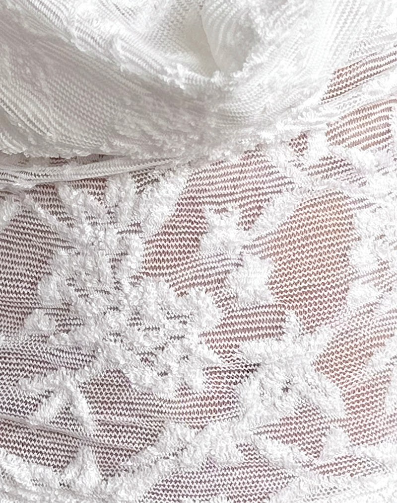 Image of Yukari Plunge Top in Jacquard Knit White