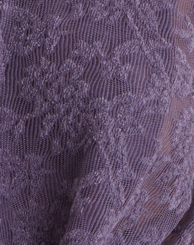 Image of Yukari Plunge Top in Jacquard Knit Purple