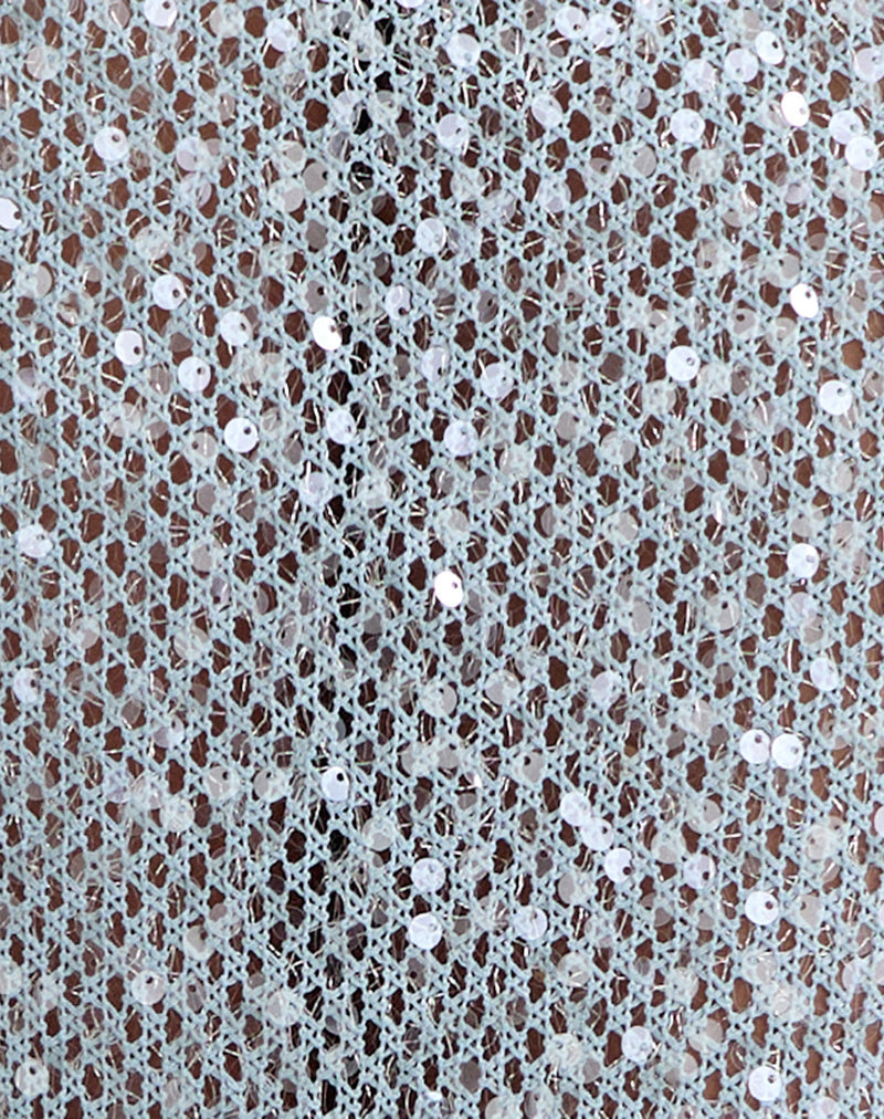 Image of Alphia Maxi Skirt in Seafoam Sequin Knit Blue