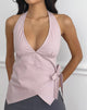 Image of Yung Halterneck Top in Cotton Twill Soft Pink