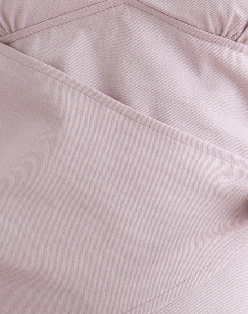 Image of Yung Halterneck Top in Cotton Twill Soft Pink