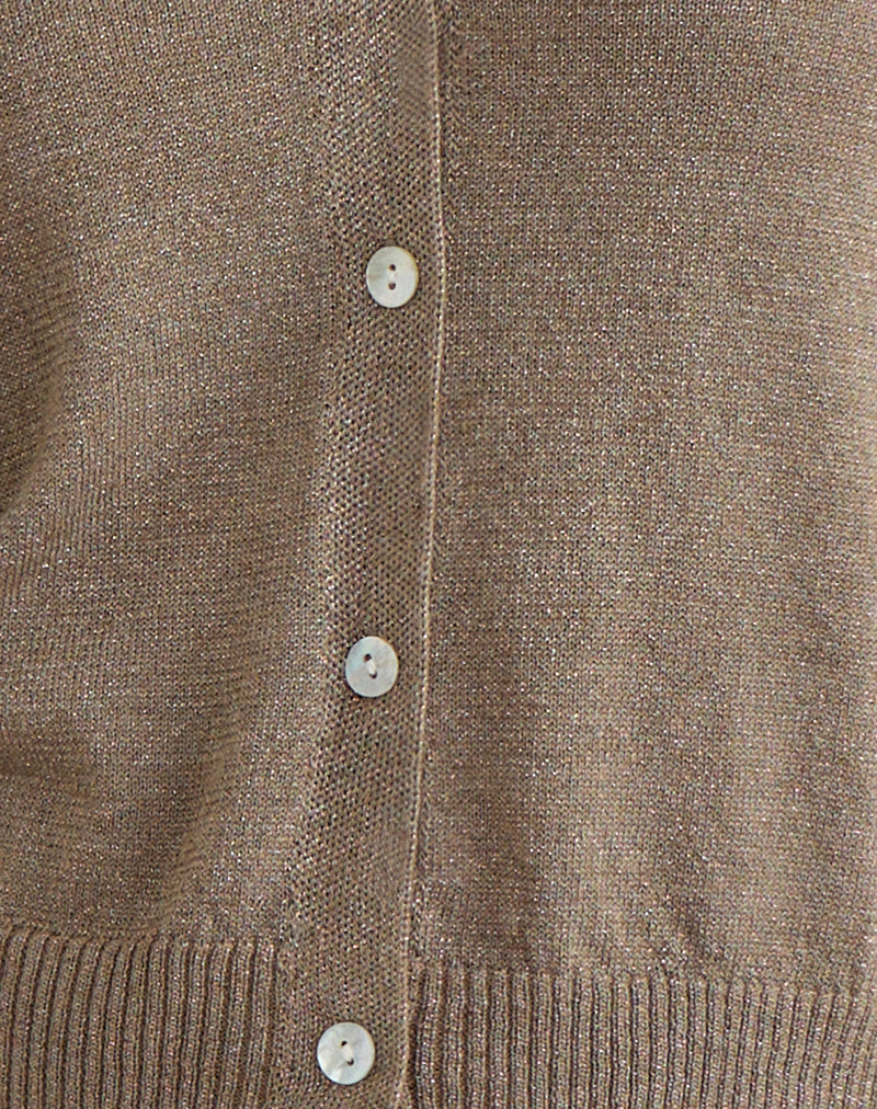 Image of Yunji Button Cardigan in Lurex Gold
