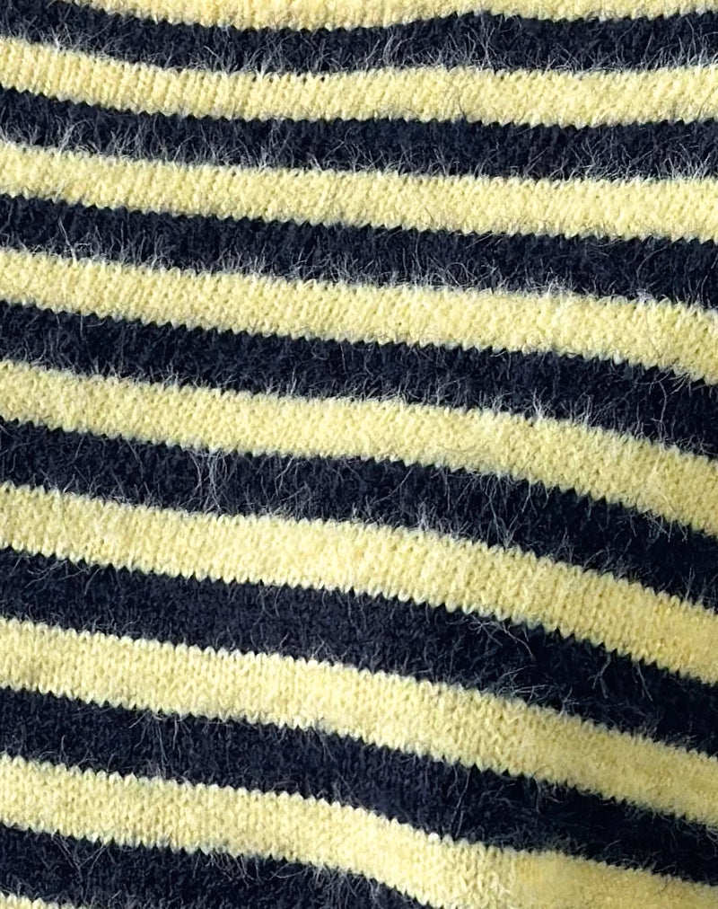 Image of Zalo Jumper in Knit Stripe Yellow and Navy