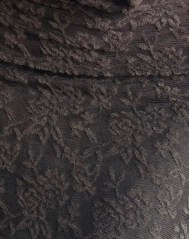 Image of Zari Cowl Neck Mini Dress in Jacquard Knit Brown