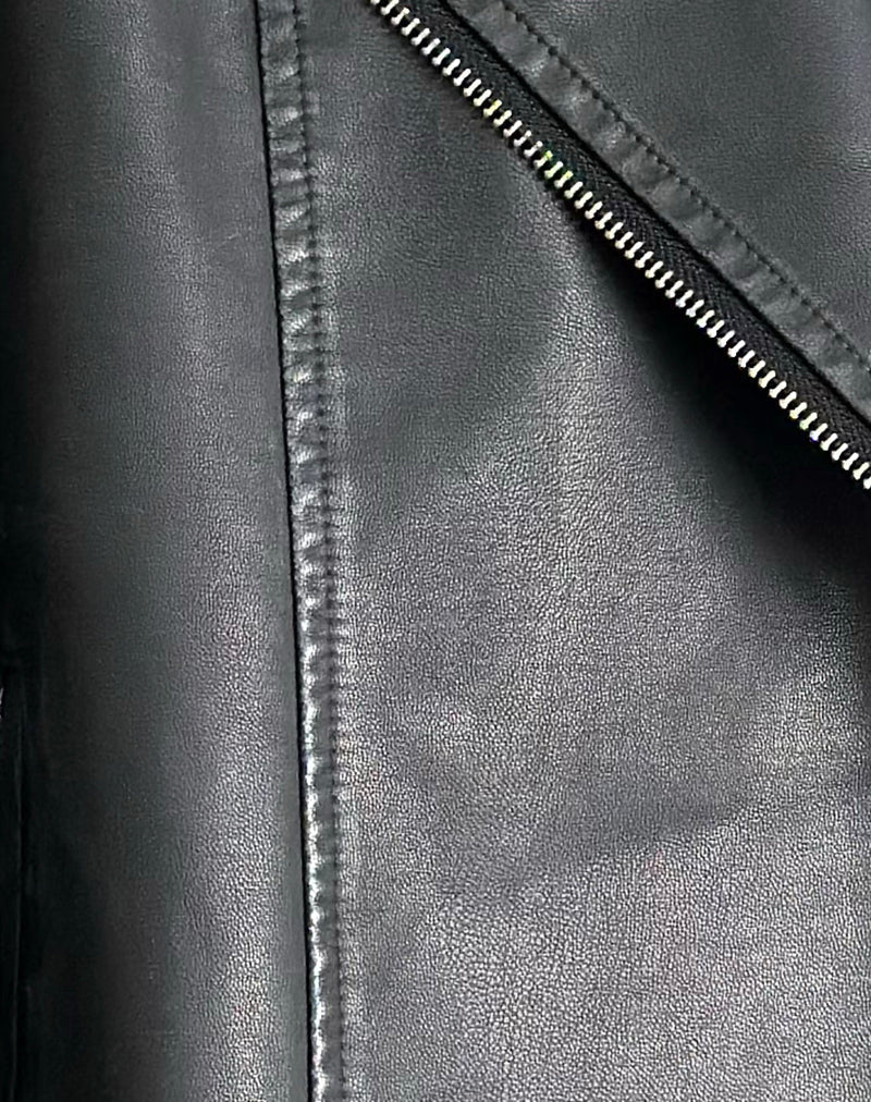 Image of Zebbie Distressed PU Biker Jacket in Black
