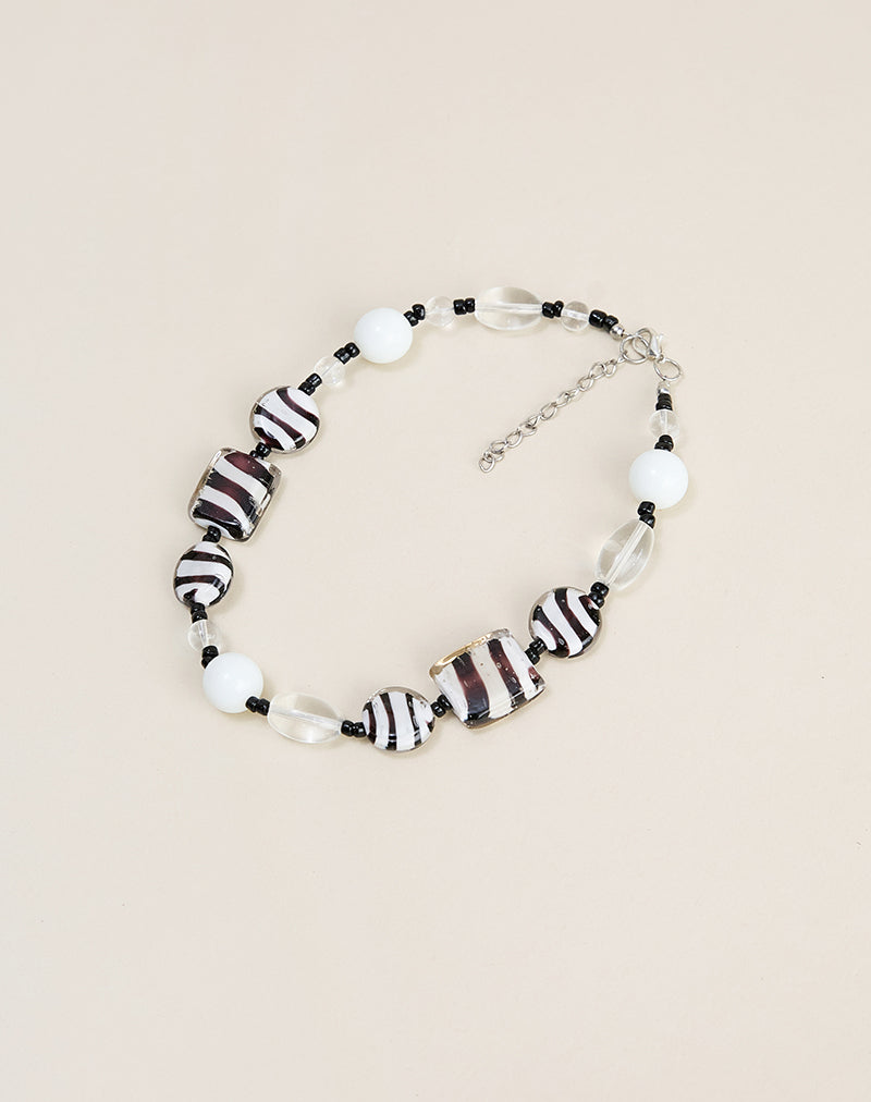 Image of Zebra Glass Beaded Necklace