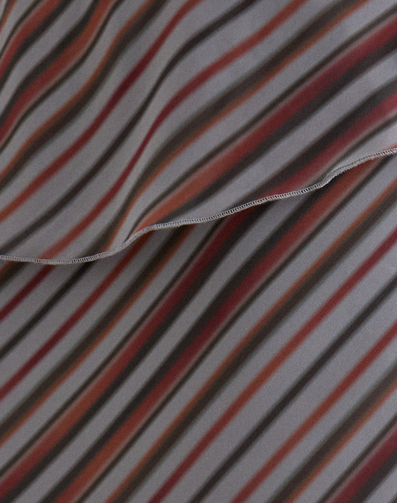 Image of Zelvia Maxi Skirt in Chiffon Grey and Maroon Diagonal Stripe