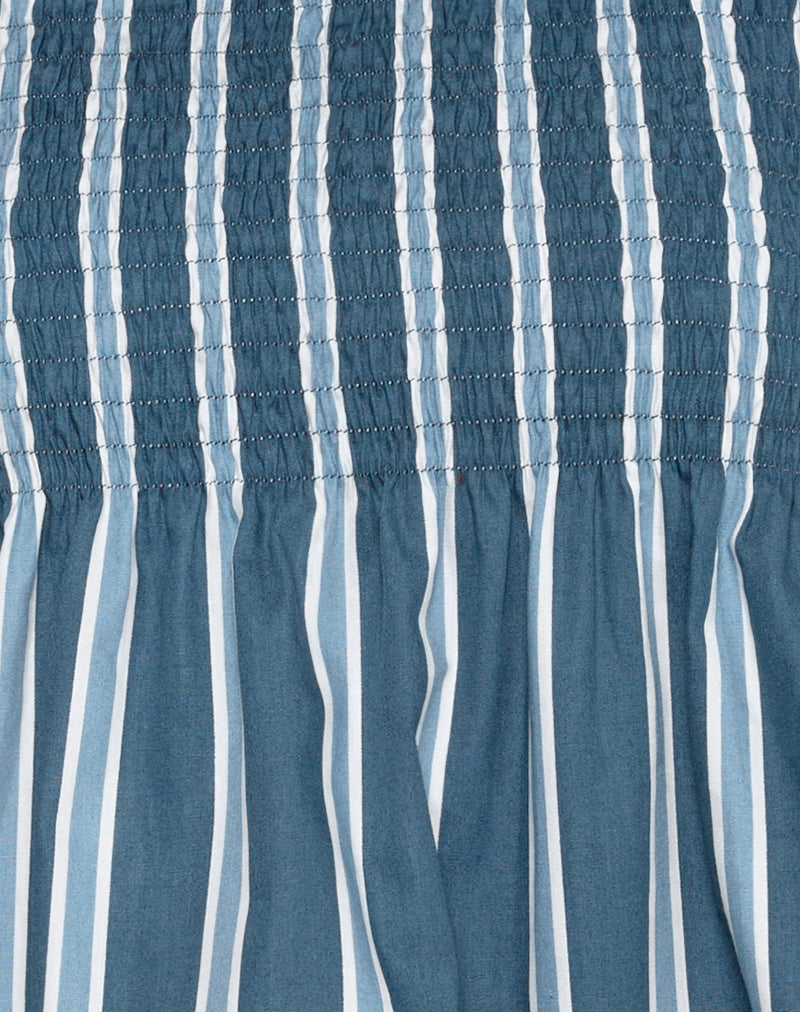 Image of Zerah Top in Poplin Formal Stripe Navy