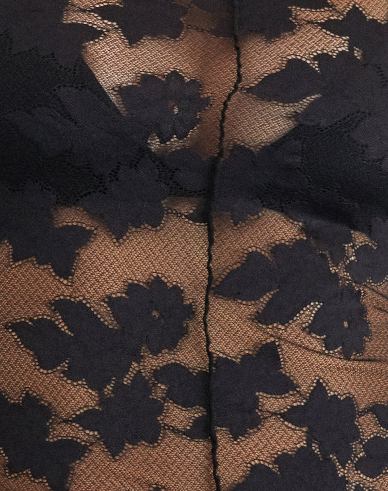 Image of Zerlin Unlined Long Sleeve Top in Lace Black