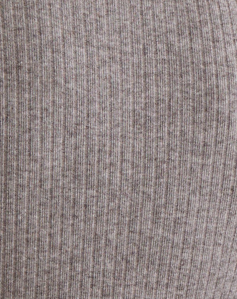 Image of Zinta Long Sleeve Button Up Top in Ribbed Knit Grey