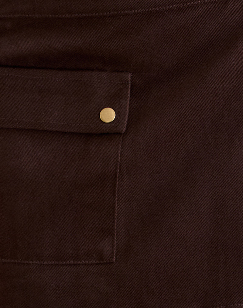 Image of Ziphy Mini Skirt in Peach Twill Brown