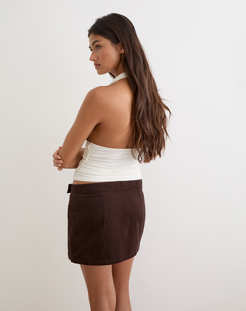 Image of Ziphy Mini Skirt in Peach Twill Brown