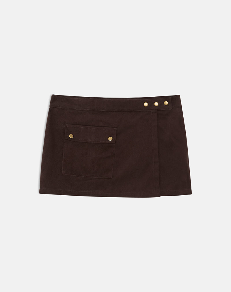 Image of Ziphy Mini Skirt in Peach Twill Brown