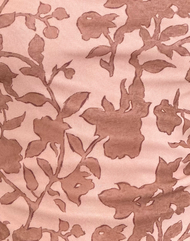 Image of Zirika Bandeau Top in Neutral Floral Print