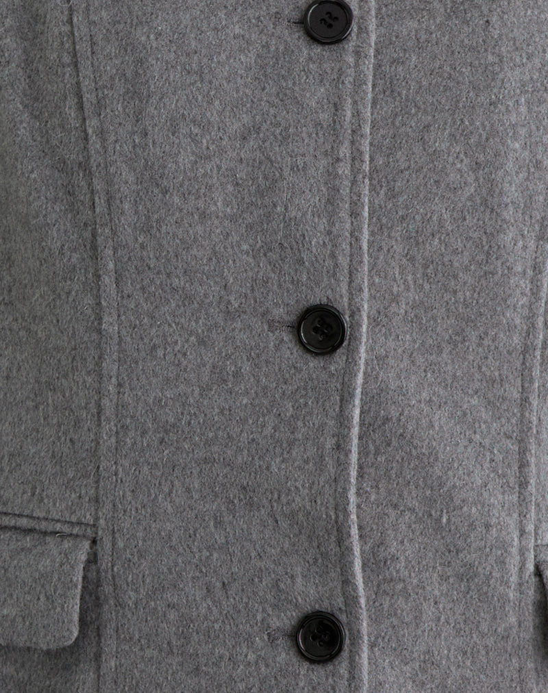 Image of Ziya Collared Button Up Jacket in Wool Grey