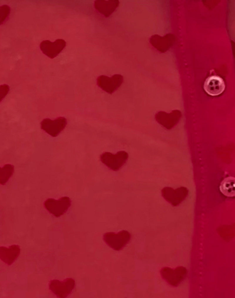 Image of Kahula Shirt in Red Heart Flocked Mesh